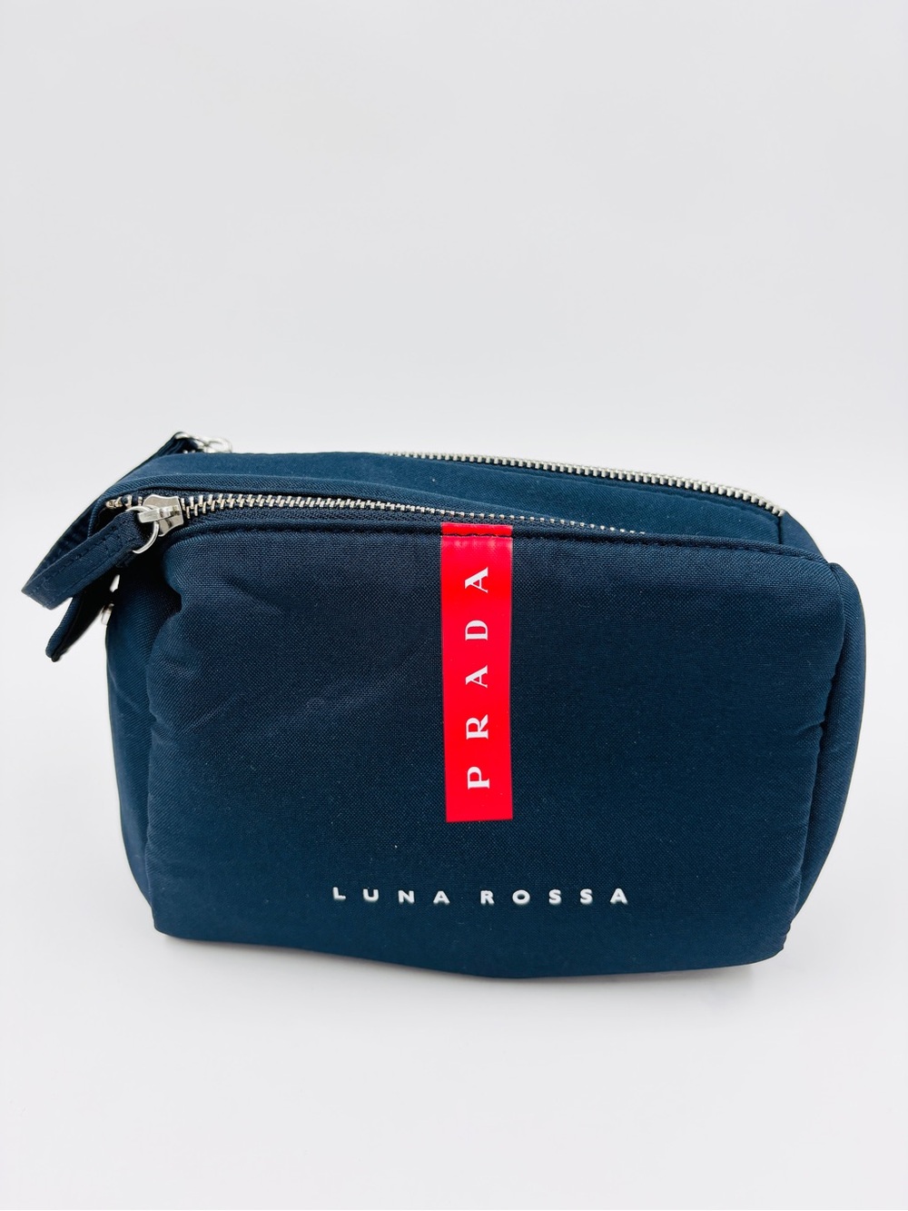 Prada Beauty Luna Rosa Cosmetic Toiletry Bag Pouch Navy EUC